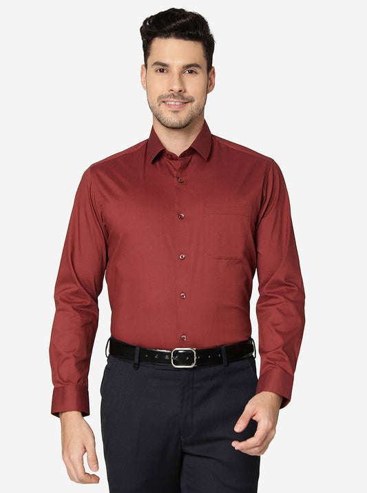 Brick Red Striped Slim Fit Party Wear Shirt | Greenfibre