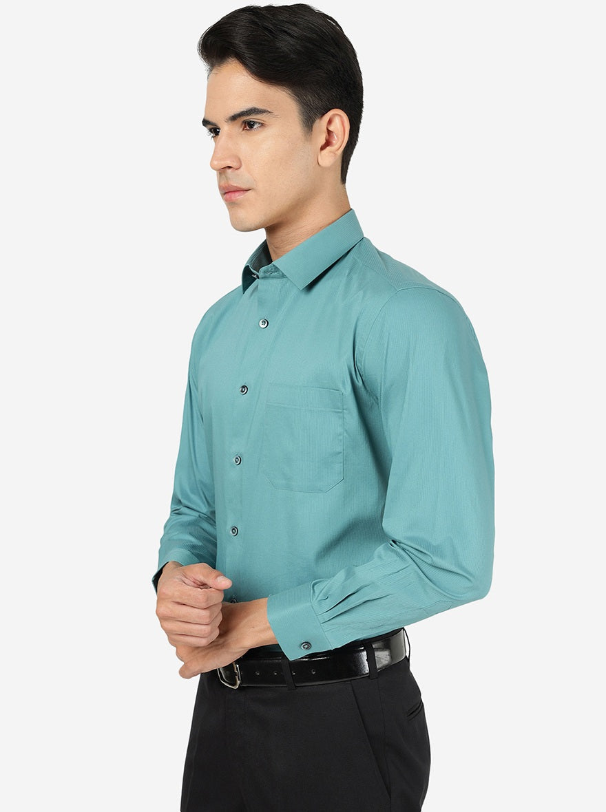 Green Striped Slim fit Party Wear Shirt | Greenfibre