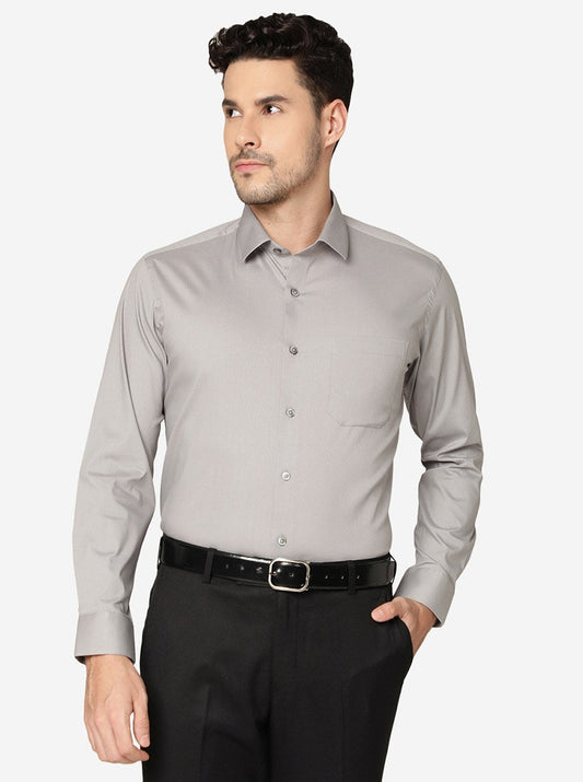 Light Grey Striped Slim Fit Party Wear Shirt | Greenfibre