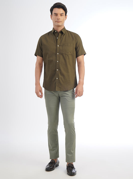 Light Green Solid Super Slim Fit Casual Trouser | Greenfibre