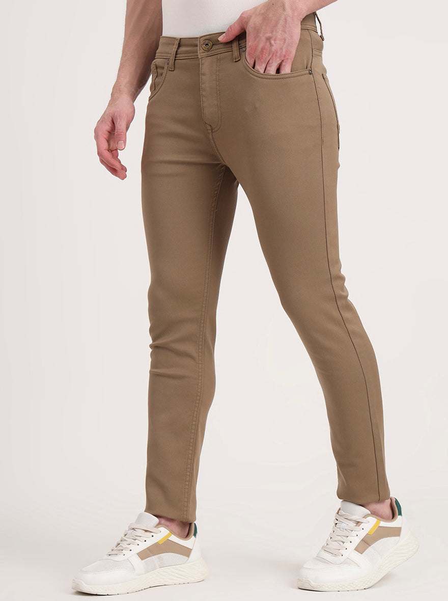 Camel Brown Washed Urban Fit Jeans | Greenfibre