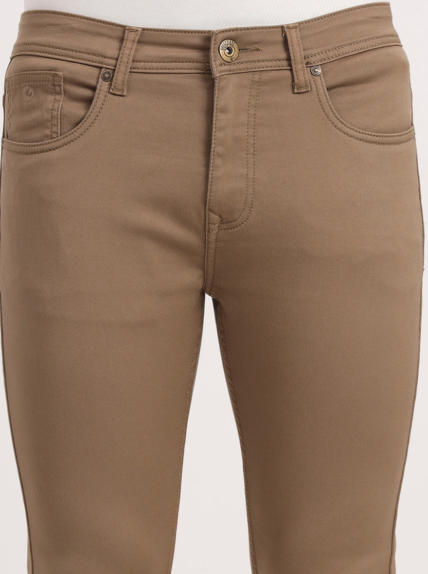 Camel Brown Washed Urban Fit Jeans | Greenfibre