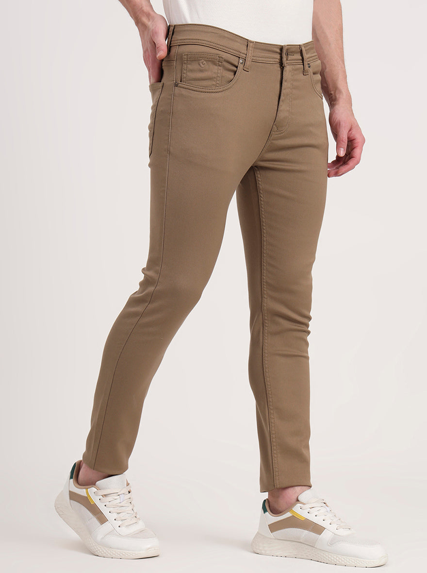 Camel Brown Washed Urban Fit Jeans | Greenfibre