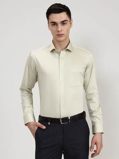 Pista Green Solid Slim Fit Formal Shirt | Greenfibre