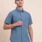Dark Blue Solid Slim Fit Casual Shirt | Greenfibre