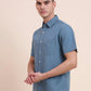 Dark Blue Solid Slim Fit Casual Shirt | Greenfibre