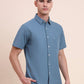 Dark Blue Solid Slim Fit Casual Shirt | Greenfibre