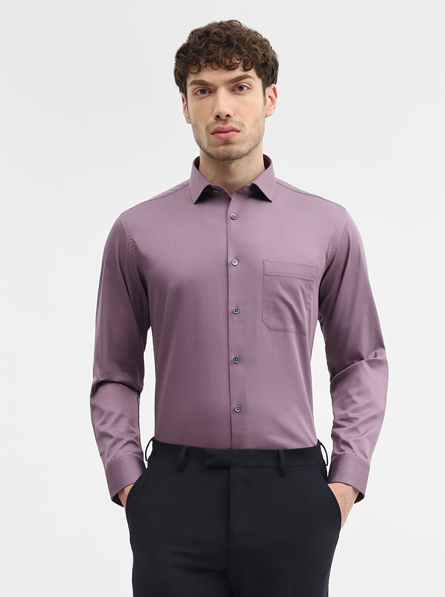 Purple Solid Slim Fit Formal Shirt | Greenfibre