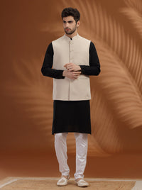 Cream Solid Waist Coat | Greenfibre