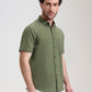 Pista Green Solid Slim Fit Casual Shirt | Greenfibre