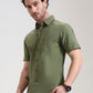 Pista Green Solid Slim Fit Casual Shirt | Greenfibre