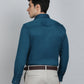Peacock Blue Solid Slim Fit Party Wear Shirt | Greenfibre