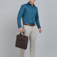 Peacock Blue Solid Slim Fit Party Wear Shirt | Greenfibre