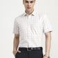 White & Cream Checked Regular Fit Formal Shirt | Greenfibre