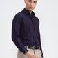 Navy Blue & Maroon Striped Slim Fit Formal Shirt | Greenfibre
