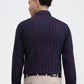 Navy Blue & Maroon Striped Slim Fit Formal Shirt | Greenfibre