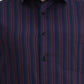 Navy Blue & Maroon Striped Slim Fit Formal Shirt | Greenfibre