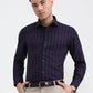Navy Blue & Maroon Striped Slim Fit Formal Shirt | Greenfibre