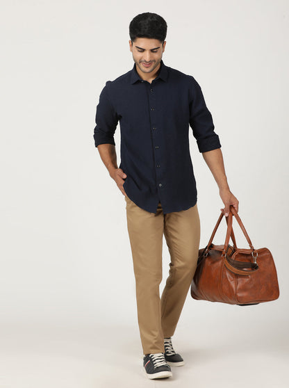 Khaki Solid Neo Fit Casual Trouser | Greenfibre