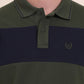 Olive & Navy Blue Striped Slim Fit Polo T-Shirt | Greenfibre