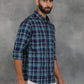 Blue Checked Slim Fit Casual Shirt | GreenFibre