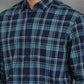 Blue Checked Slim Fit Casual Shirt | GreenFibre