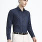 Blue Printed Slim Fit Party Wear Shirt | Greenfibre