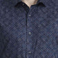 Blue Printed Slim Fit Party Wear Shirt | Greenfibre