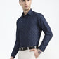 Blue Printed Slim Fit Party Wear Shirt | Greenfibre