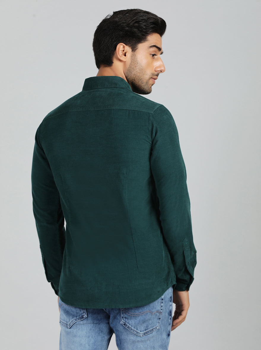 Green Solid Slim Fit Casual Shirt | JadeBlue