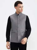 Dark Grey Solid Regular Fit Waistcoat  | Greenfibre