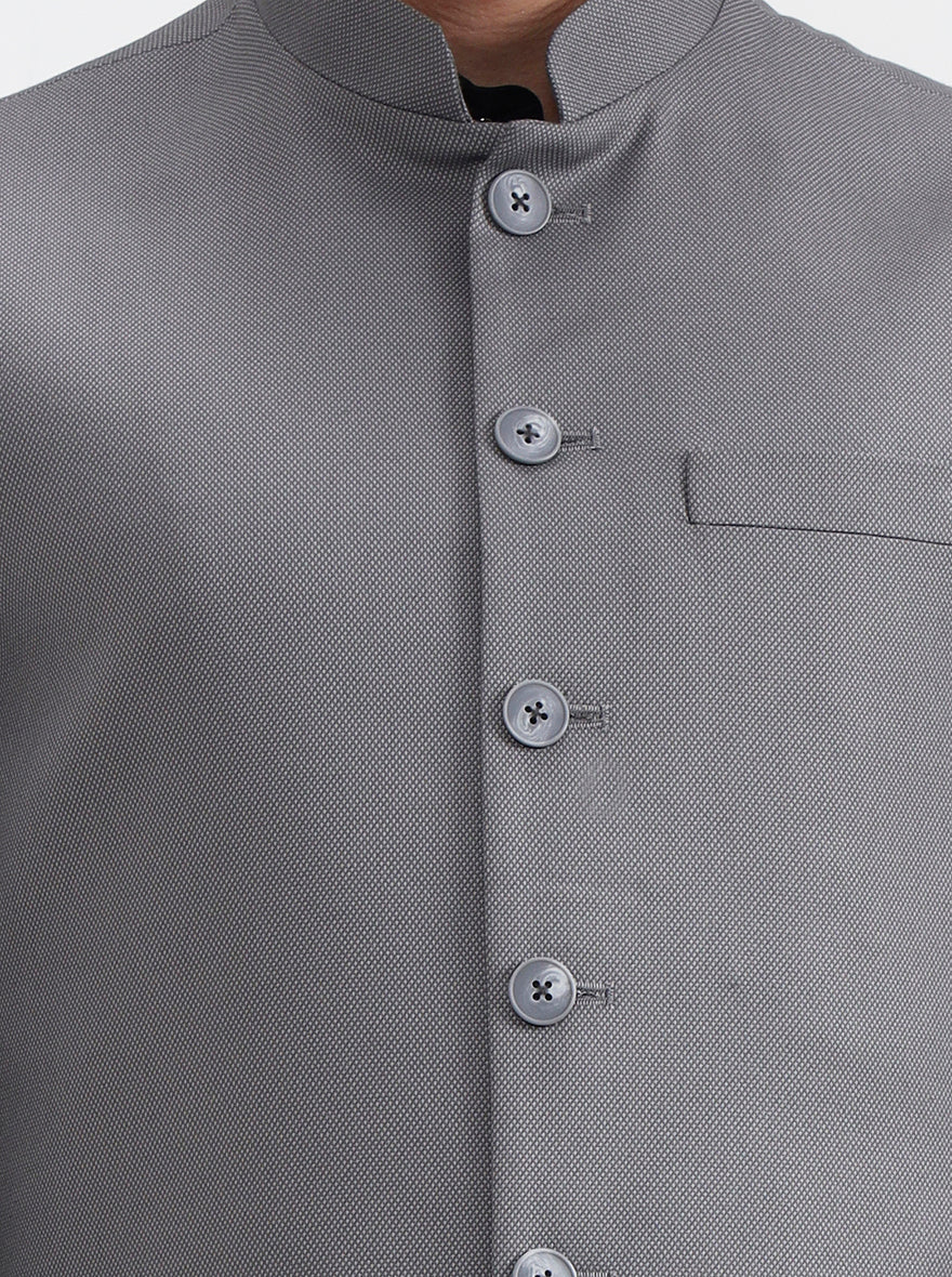 Dark Grey Solid Regular Fit Waistcoat  | Greenfibre