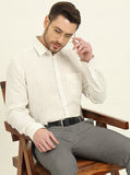 Cream & Brown Checked Regular Fit Formal Shirt | JadeBlue