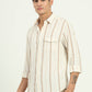 Beige Striped Slim Fit Casual Shirt | Greenfibre