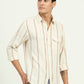 Beige Striped Slim Fit Casual Shirt | Greenfibre