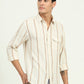 Beige Striped Slim Fit Casual Shirt | Greenfibre