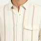 Beige Striped Slim Fit Casual Shirt | Greenfibre