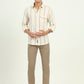 Beige Striped Slim Fit Casual Shirt | Greenfibre
