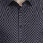 Navy Blue Printed Slim Fit Party Wear Shirt | Greenfibre