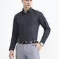 Navy Blue Printed Slim Fit Party Wear Shirt | Greenfibre