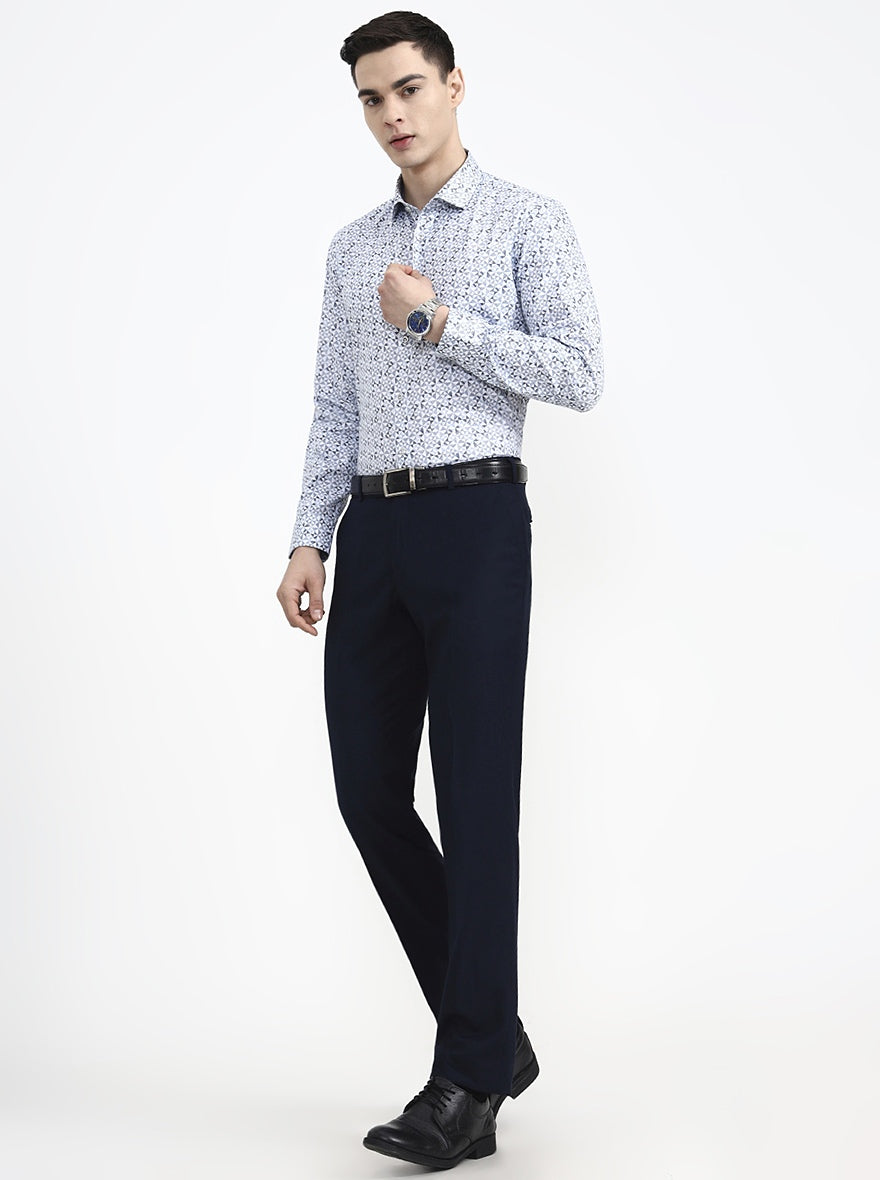White Printed Slim Fit Party Wear Shirt | Greenfibre