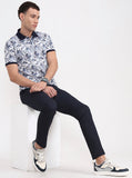 Navy Blue Solid Super Slim Fit Casual Trouser | Greenfibre