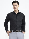 Black Printed Slim Fit Party Wear Shirt | Greenfibre