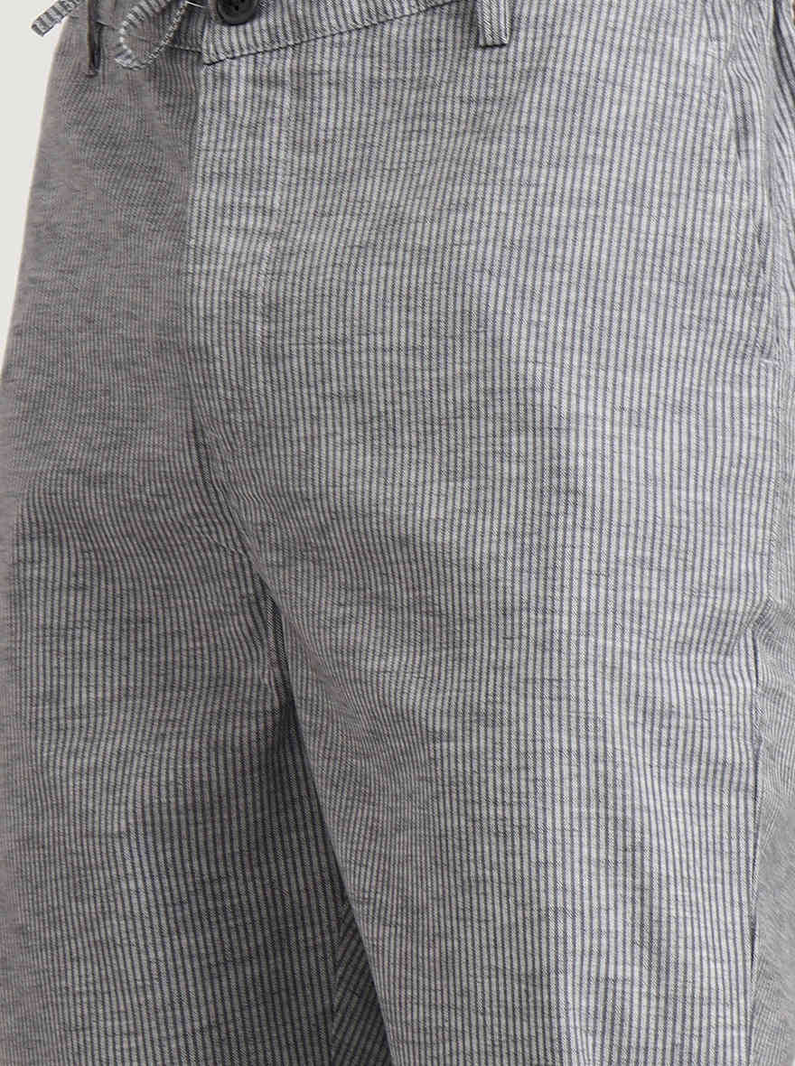 Grey Striped Slim Fit Track Pant | Greenfibre