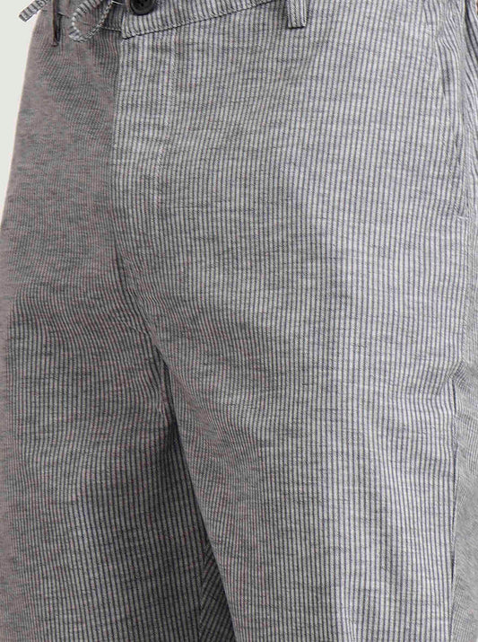 Grey Striped Slim Fit Track Pant | Greenfibre