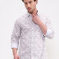 Brown & White Printed Slim Fit Casual Shirt | Greenfibre