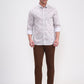 Brown & White Printed Slim Fit Casual Shirt | Greenfibre