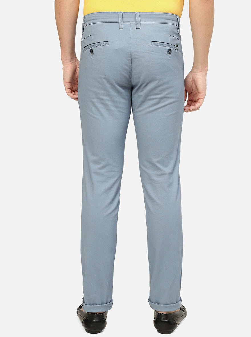 Teal Blue Solid Neo Fit Casual Trouser | Greenfibre