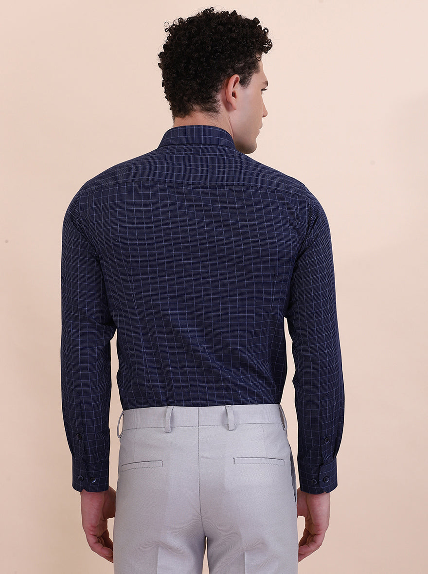 Blue Checked Slim Fit Formal Shirt | Greenfibre