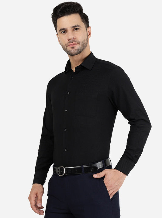 Black Striped Slim Fit Party Wear Shirt | Greenfibre